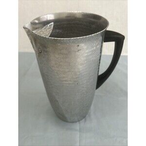 Vintage  MMM Aluminum Pitcher Hammered Aluminum Spain 9.25" Tall